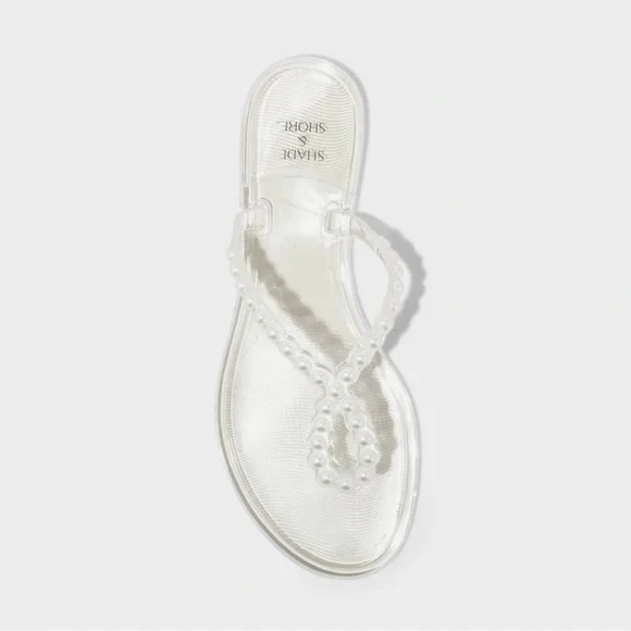 Shade & Shore Women's Clear Sandals with Pearl Details - Picture 2 of 3